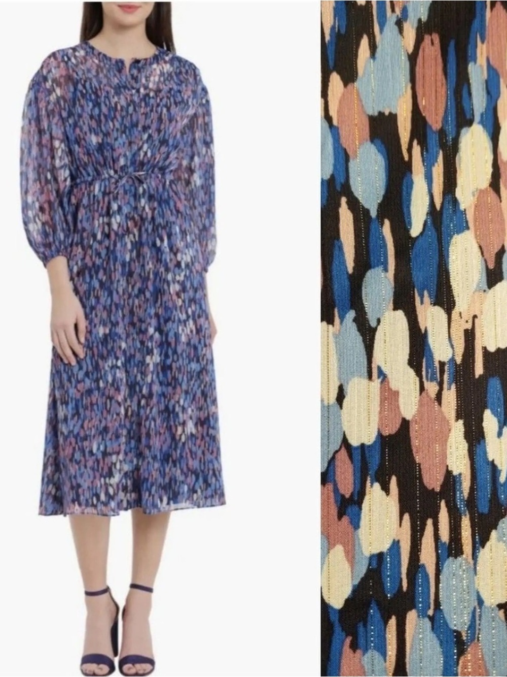 NWT Multi-Print Long Sleeve Midi Dress